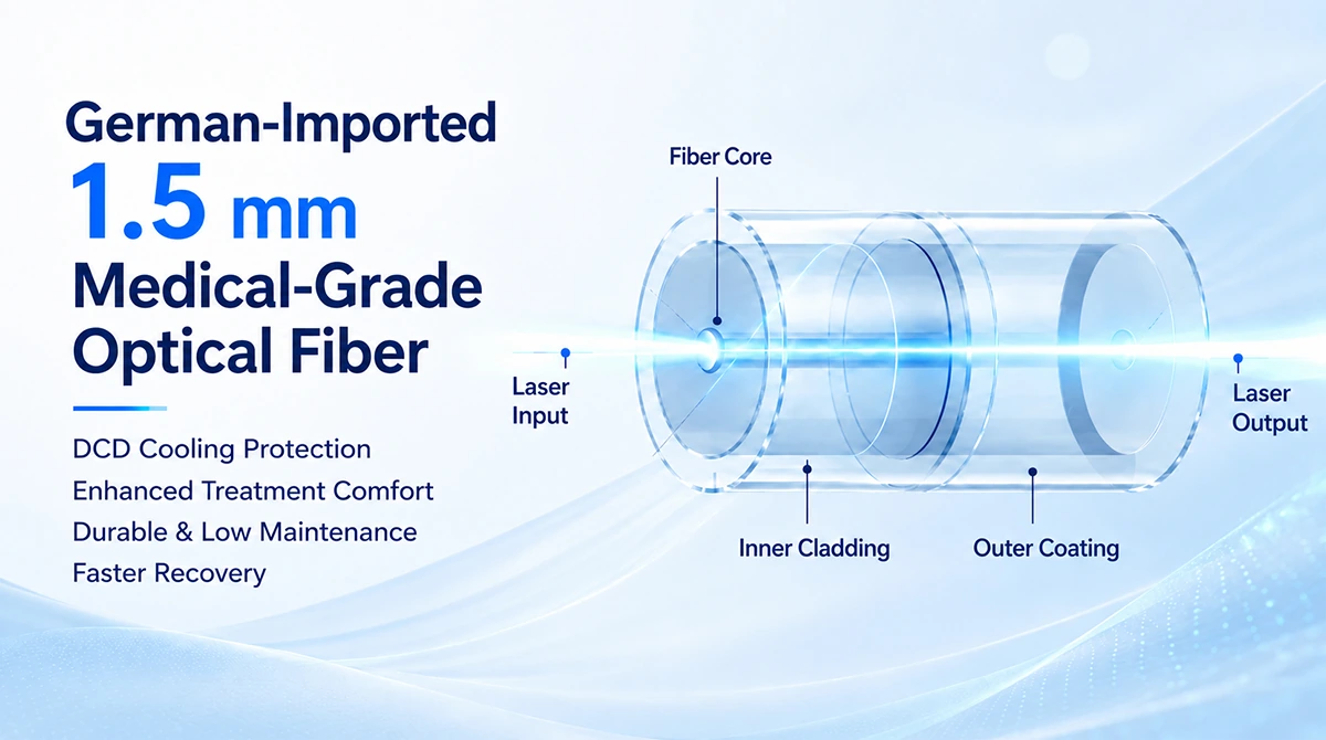 German-imported 1.5 mm medical-grade optical fiber for Alexandrite laser energy delivery